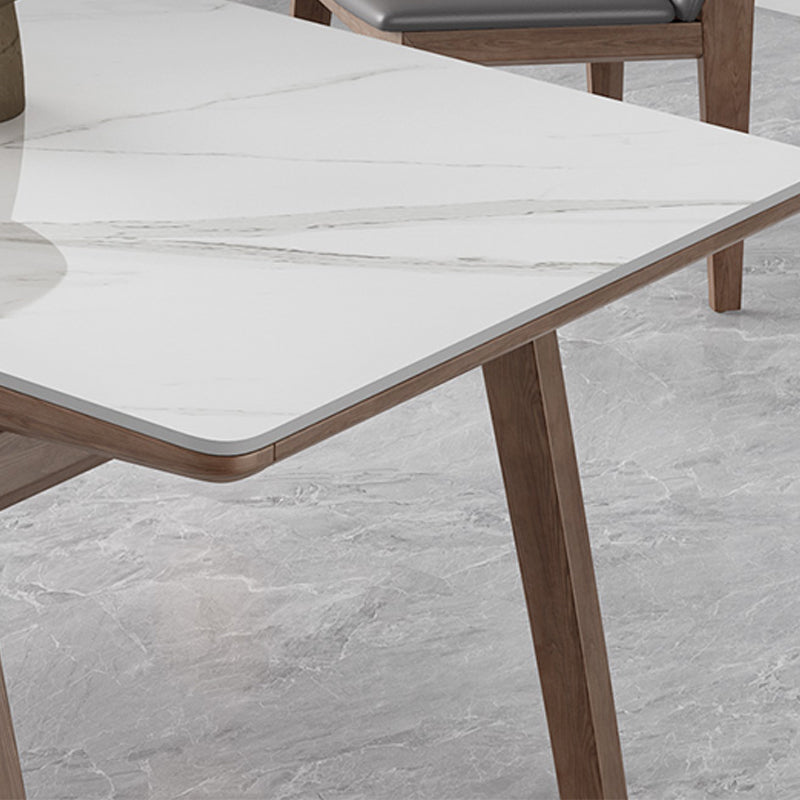 Rectangle Table Medieval Modern Sintered Stone Top Dining Table with Wooden Base Clearhalo 'Dining Tables & Seating' 'Dining Tables' 'dining_table' 'furn' 'furn_dining_table' 'Furniture' 'Kitchen & Dining Furniture' 6347085