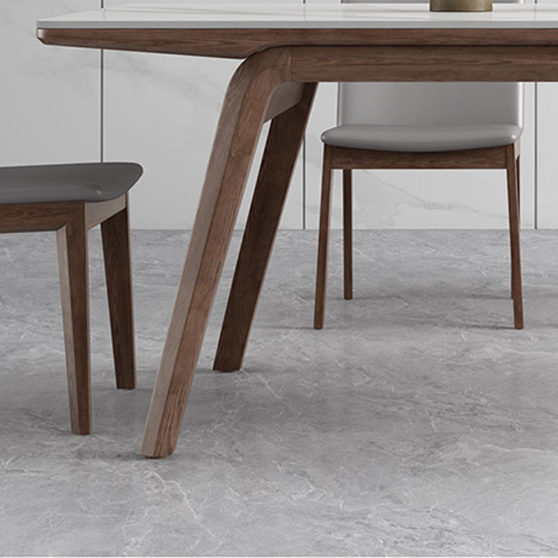 Rectangle Table Medieval Modern Sintered Stone Top Dining Table with Wooden Base Clearhalo 'Dining Tables & Seating' 'Dining Tables' 'dining_table' 'furn' 'furn_dining_table' 'Furniture' 'Kitchen & Dining Furniture' 6347086