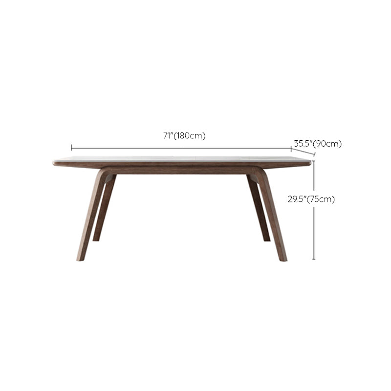 Rectangle Table Medieval Modern Sintered Stone Top Dining Table with Wooden Base Clearhalo 'Dining Tables & Seating' 'Dining Tables' 'dining_table' 'furn' 'furn_dining_table' 'Furniture' 'Kitchen & Dining Furniture' 6347088