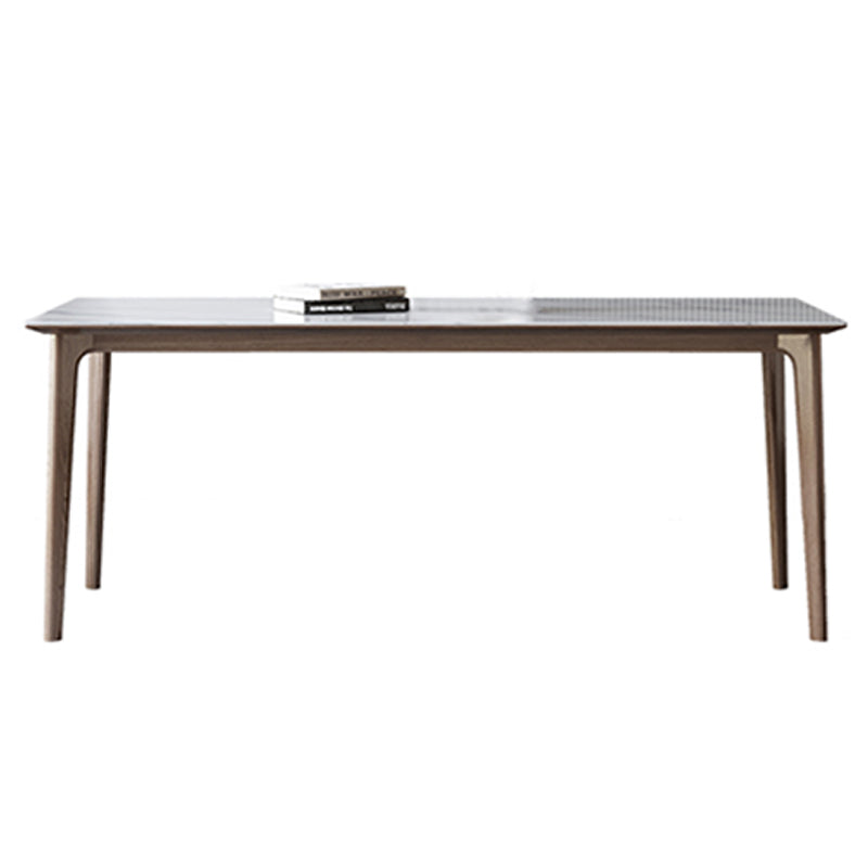 Table rectangulaire Table de salle à manger moderne médiévale en pierre frittée avec base en bois