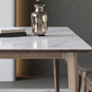 Table rectangulaire Table de salle à manger moderne médiévale en pierre frittée avec base en bois
