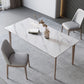 Table rectangulaire Table de salle à manger moderne médiévale en pierre frittée avec base en bois