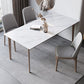 Table rectangulaire Table de salle à manger moderne médiévale en pierre frittée avec base en bois