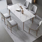 Table rectangulaire Table de salle à manger moderne médiévale en pierre frittée avec base en bois