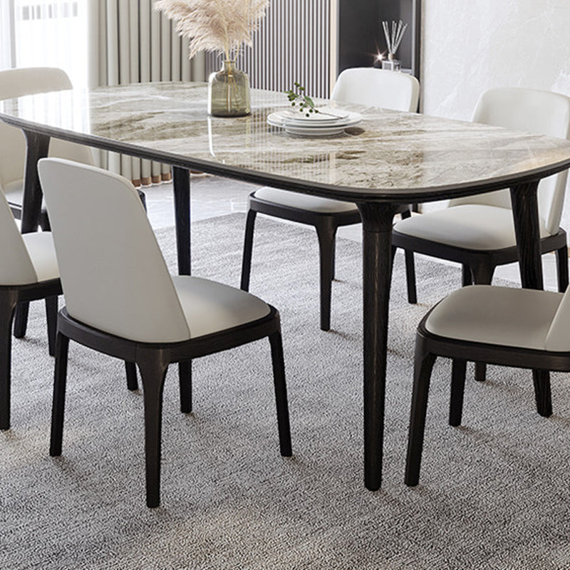 Industrial Sintered Stone Top Dining Table Rectangle Dinette Table with Wooden Base Clearhalo 'Dining Tables & Seating' 'Dining Tables' 'dining_table' 'furn' 'furn_dining_table' 'Furniture' 'Kitchen & Dining Furniture' 6347110
