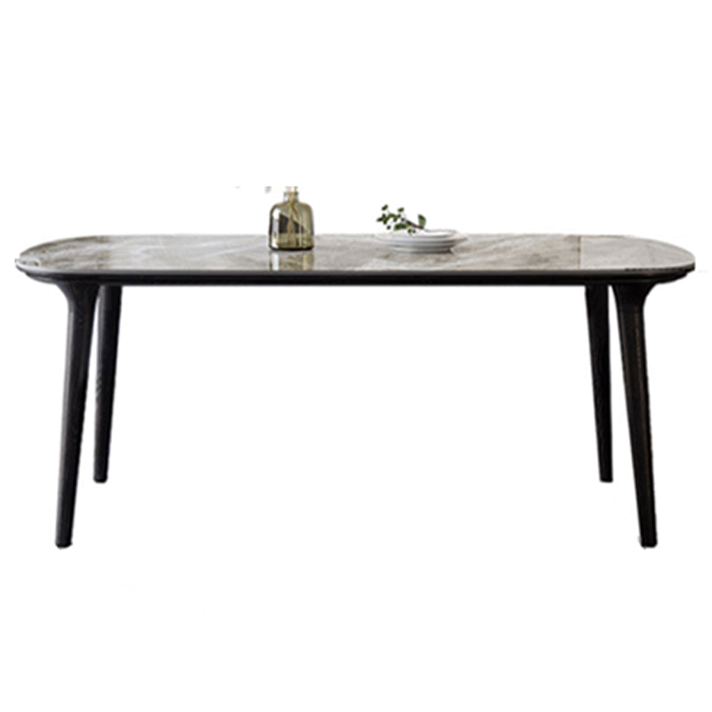 Industrial Sintered Stone Top Dining Table Rectangle Dinette Table with Wooden Base Gray Without Chairs Clearhalo 'Dining Tables & Seating' 'Dining Tables' 'dining_table' 'furn' 'furn_dining_table' 'Furniture' 'Kitchen & Dining Furniture' 6347112