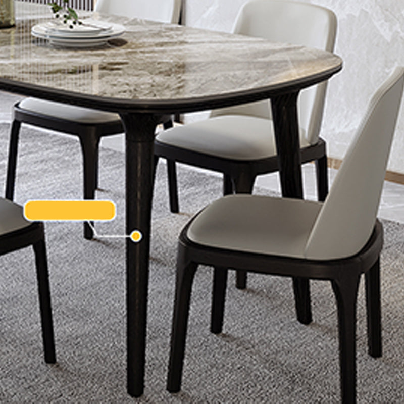 Industrial Sintered Stone Top Dining Table Rectangle Dinette Table with Wooden Base Clearhalo 'Dining Tables & Seating' 'Dining Tables' 'dining_table' 'furn' 'furn_dining_table' 'Furniture' 'Kitchen & Dining Furniture' 6347113