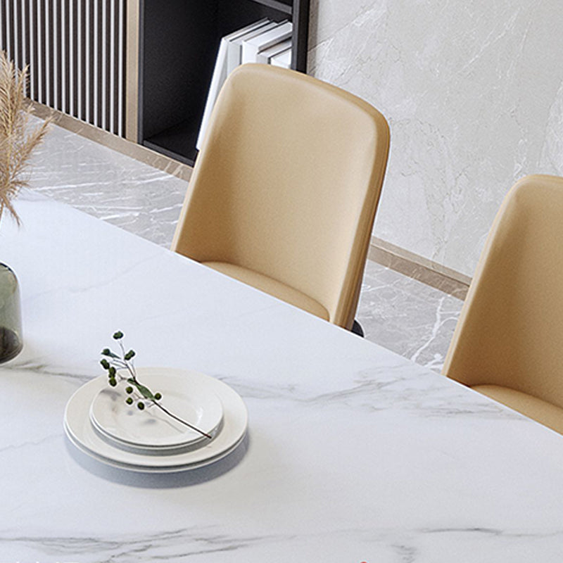 Industrial Sintered Stone Top Dining Table Rectangle Dinette Table with Wooden Base Clearhalo 'Dining Tables & Seating' 'Dining Tables' 'dining_table' 'furn' 'furn_dining_table' 'Furniture' 'Kitchen & Dining Furniture' 6347114