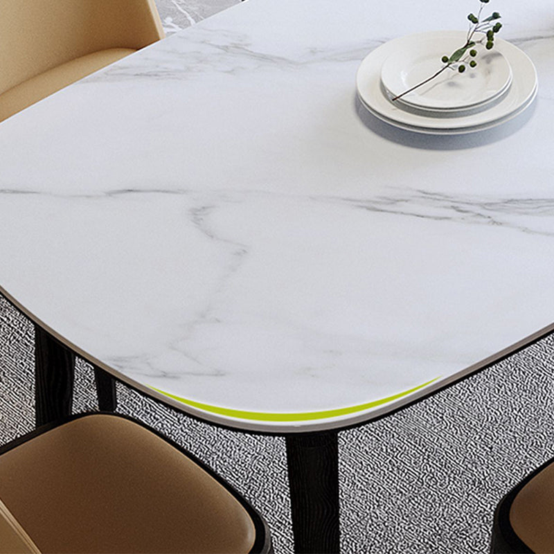 Industrial Sintered Stone Top Dining Table Rectangle Dinette Table with Wooden Base Clearhalo 'Dining Tables & Seating' 'Dining Tables' 'dining_table' 'furn' 'furn_dining_table' 'Furniture' 'Kitchen & Dining Furniture' 6347115