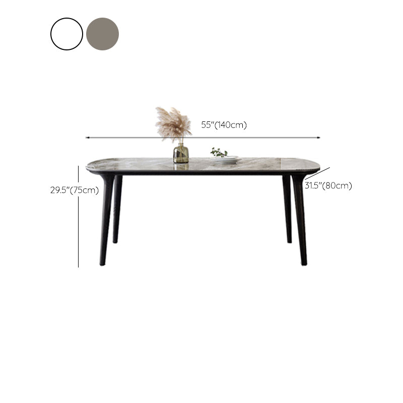 Industrial Sintered Stone Top Dining Table Rectangle Dinette Table with Wooden Base Clearhalo 'Dining Tables & Seating' 'Dining Tables' 'dining_table' 'furn' 'furn_dining_table' 'Furniture' 'Kitchen & Dining Furniture' 6347117