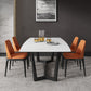 Industrial Sintered Stone Top Dining Table Rectangle Table with Trestle Base White 55.1"L x 31.5"W x 29.5"H Without Chairs Clearhalo 'Dining Tables & Seating' 'Dining Tables' 'dining_table' 'furn' 'furn_dining_table' 'Furniture' 'Kitchen & Dining Furniture' 6347120