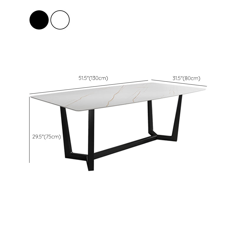 Industrial Sintered Stone Top Dining Table Rectangle Table with Trestle Base Clearhalo 'Dining Tables & Seating' 'Dining Tables' 'dining_table' 'furn' 'furn_dining_table' 'Furniture' 'Kitchen & Dining Furniture' 6347134