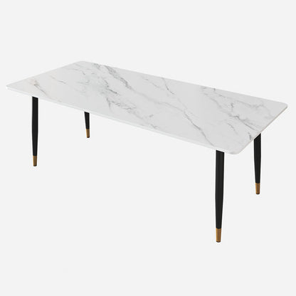 Modern Dining Rectangle Table Sintered Stone Table with Metal Legs for Home White Without Chairs Clearhalo 'Dining Tables & Seating' 'Dining Tables' 'dining_table' 'furn' 'furn_dining_table' 'Furniture' 'Kitchen & Dining Furniture' 6347152