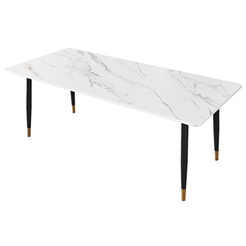Modern Dining Rectangle Table Sintered Stone Table with Metal Legs for Home Clearhalo 'Dining Tables & Seating' 'Dining Tables' 'dining_table' 'furn' 'furn_dining_table' 'Furniture' 'Kitchen & Dining Furniture' 6347157