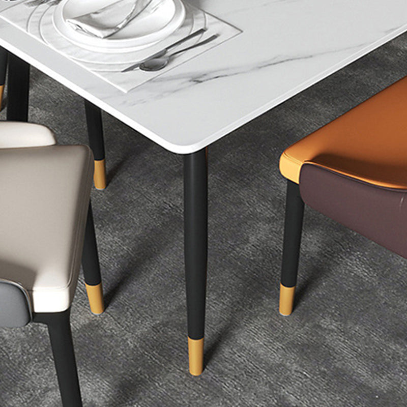 Modern Dining Rectangle Table Sintered Stone Table with Metal Legs for Home Clearhalo 'Dining Tables & Seating' 'Dining Tables' 'dining_table' 'furn' 'furn_dining_table' 'Furniture' 'Kitchen & Dining Furniture' 6347158