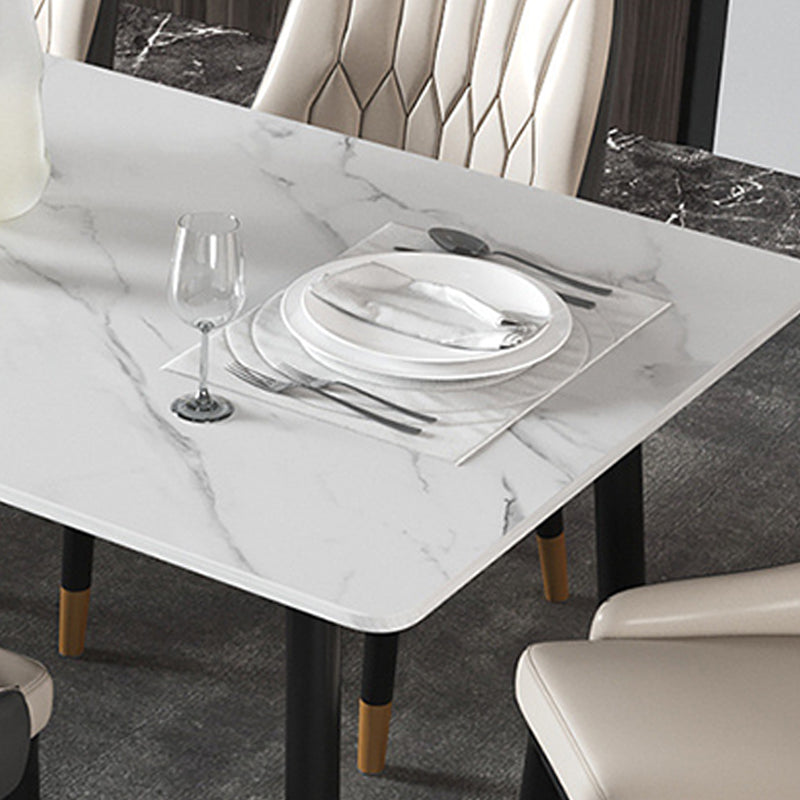 Modern Dining Rectangle Table Sintered Stone Table with Metal Legs for Home Clearhalo 'Dining Tables & Seating' 'Dining Tables' 'dining_table' 'furn' 'furn_dining_table' 'Furniture' 'Kitchen & Dining Furniture' 6347159