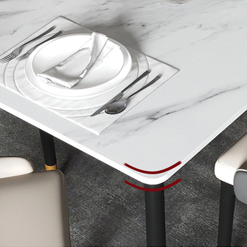 Modern Dining Rectangle Table Sintered Stone Table with Metal Legs for Home Clearhalo 'Dining Tables & Seating' 'Dining Tables' 'dining_table' 'furn' 'furn_dining_table' 'Furniture' 'Kitchen & Dining Furniture' 6347160