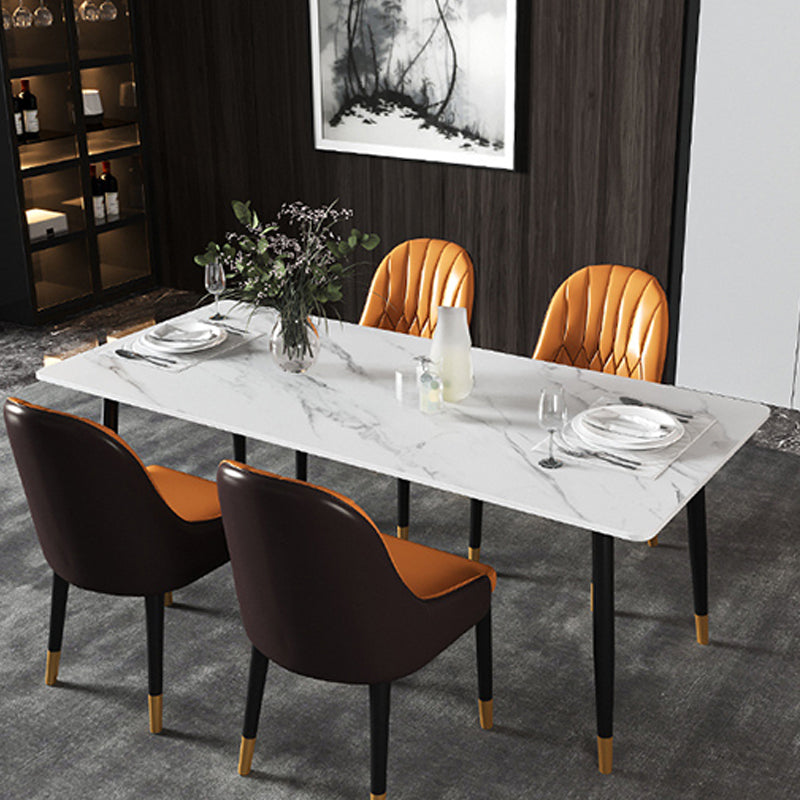 Modern Dining Rectangle Table Sintered Stone Table with Metal Legs for Home Clearhalo 'Dining Tables & Seating' 'Dining Tables' 'dining_table' 'furn' 'furn_dining_table' 'Furniture' 'Kitchen & Dining Furniture' 6347161