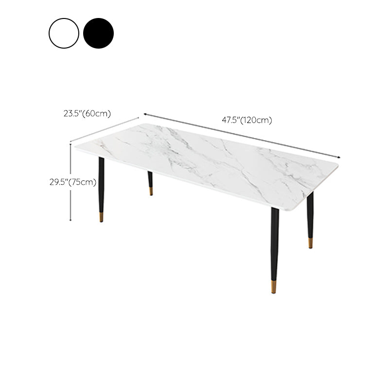 Modern Dining Rectangle Table Sintered Stone Table with Metal Legs for Home Clearhalo 'Dining Tables & Seating' 'Dining Tables' 'dining_table' 'furn' 'furn_dining_table' 'Furniture' 'Kitchen & Dining Furniture' 6347162