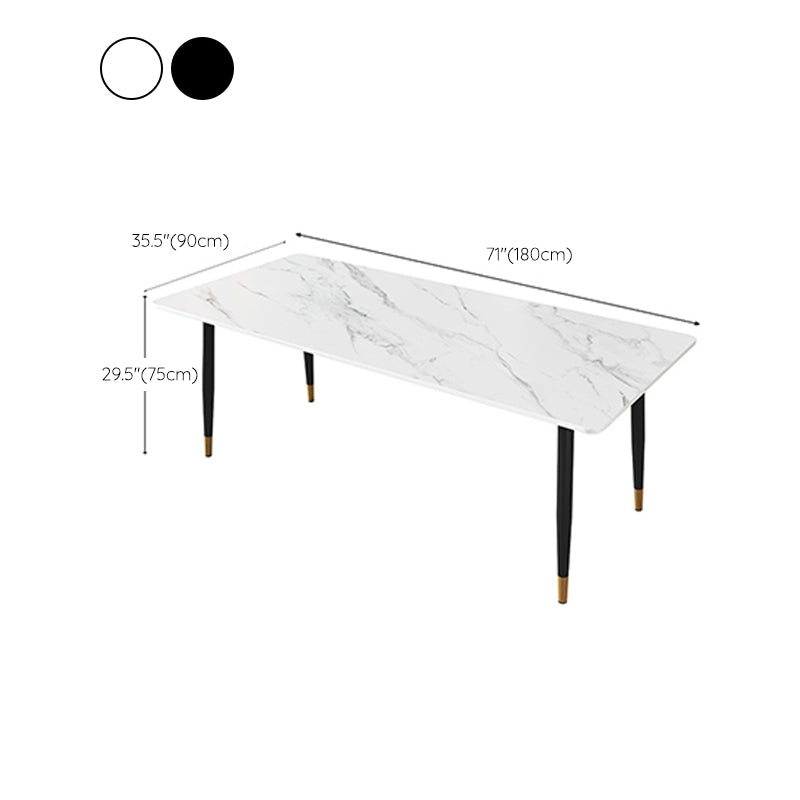 Modern Dining Rectangle Table Sintered Stone Table with Metal Legs for Home Clearhalo 'Dining Tables & Seating' 'Dining Tables' 'dining_table' 'furn' 'furn_dining_table' 'Furniture' 'Kitchen & Dining Furniture' 6347166
