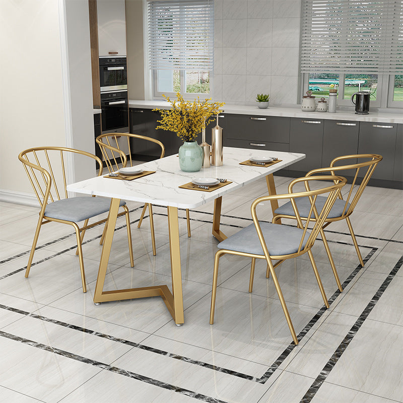 Glam Style Table Faux Marble Rectangle Table with Metal Legs for Home Use 47.2"L x 23.6"W x 29.5"H Without Chairs Clearhalo 'Dining Tables & Seating' 'Dining Tables' 'dining_table' 'furn' 'furn_dining_table' 'Furniture' 'Kitchen & Dining Furniture' 6347167