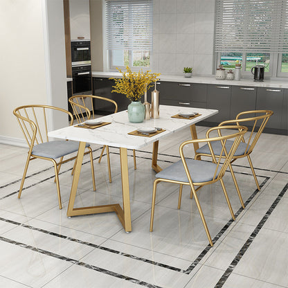 Glam Style Table Faux Marble Rectangle Table with Metal Legs for Home Use 47.2"L x 23.6"W x 29.5"H Without Chairs Clearhalo 'Dining Tables & Seating' 'Dining Tables' 'dining_table' 'furn' 'furn_dining_table' 'Furniture' 'Kitchen & Dining Furniture' 6347167