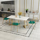 Glam Style Table Faux Marble Rectangle Table with Metal Legs for Home Use 55.1"L x 27.6"W x 29.5"H Without Chairs Clearhalo 'Dining Tables & Seating' 'Dining Tables' 'dining_table' 'furn' 'furn_dining_table' 'Furniture' 'Kitchen & Dining Furniture' 6347169