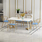 Glam Style Table Faux Marble Rectangle Table with Metal Legs for Home Use 70.9"L x 31.5"W x 29.5"H Without Chairs Clearhalo 'Dining Tables & Seating' 'Dining Tables' 'dining_table' 'furn' 'furn_dining_table' 'Furniture' 'Kitchen & Dining Furniture' 6347170