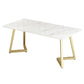 Glam Style Table Faux Marble Rectangle Table with Metal Legs for Home Use 78.7"L x 31.5"W x 29.5"H Without Chairs Clearhalo 'Dining Tables & Seating' 'Dining Tables' 'dining_table' 'furn' 'furn_dining_table' 'Furniture' 'Kitchen & Dining Furniture' 6347171