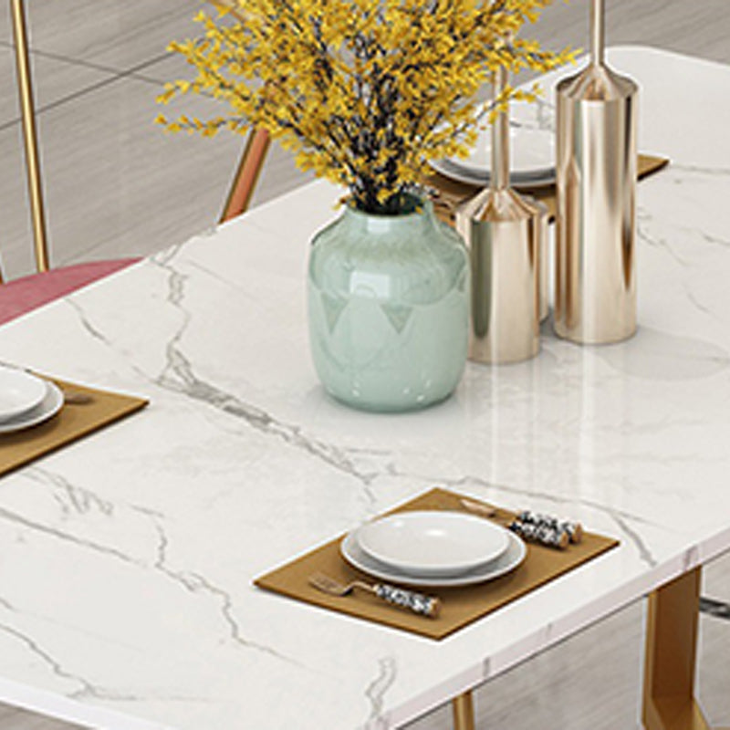 Glam Style Table Faux Marble Rectangle Table with Metal Legs for Home Use Clearhalo 'Dining Tables & Seating' 'Dining Tables' 'dining_table' 'furn' 'furn_dining_table' 'Furniture' 'Kitchen & Dining Furniture' 6347172