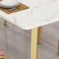 Glam Style Table Faux Marble Rectangle Table with Metal Legs for Home Use Clearhalo 'Dining Tables & Seating' 'Dining Tables' 'dining_table' 'furn' 'furn_dining_table' 'Furniture' 'Kitchen & Dining Furniture' 6347173