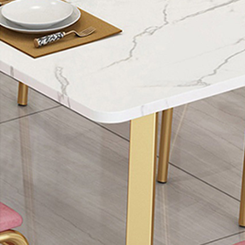 Glam Style Table Faux Marble Rectangle Table with Metal Legs for Home Use Clearhalo 'Dining Tables & Seating' 'Dining Tables' 'dining_table' 'furn' 'furn_dining_table' 'Furniture' 'Kitchen & Dining Furniture' 6347173