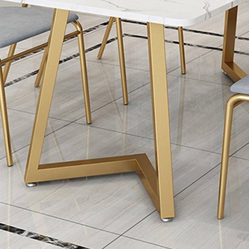 Glam Style Table Faux Marble Rectangle Table with Metal Legs for Home Use Clearhalo 'Dining Tables & Seating' 'Dining Tables' 'dining_table' 'furn' 'furn_dining_table' 'Furniture' 'Kitchen & Dining Furniture' 6347174