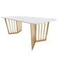 Glam Faux Marble Table Rectangle Table with Metal Legs for Home Use Clearhalo 'Dining Tables & Seating' 'Dining Tables' 'dining_table' 'furn' 'furn_dining_table' 'Furniture' 'Kitchen & Dining Furniture' 6347186