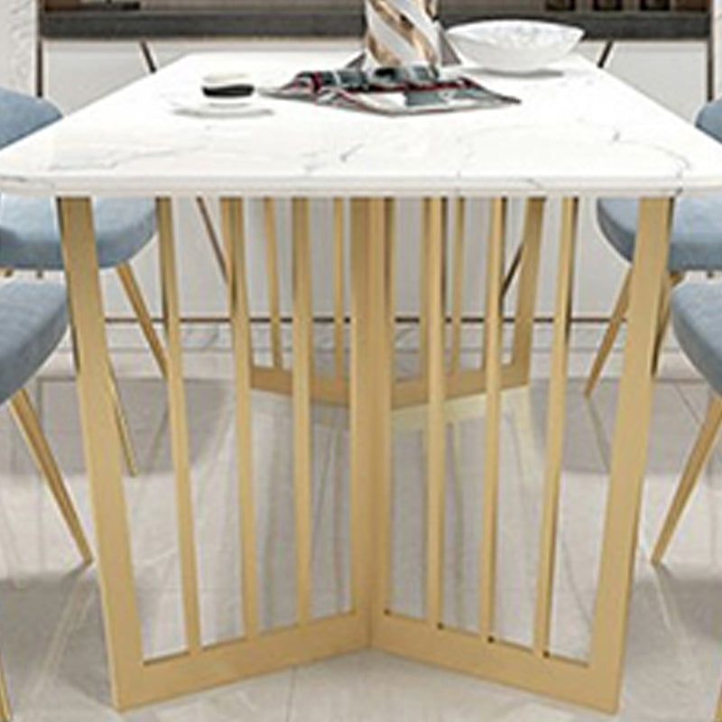 Glam Faux Marble Table Rectangle Table with Metal Legs for Home Use Clearhalo 'Dining Tables & Seating' 'Dining Tables' 'dining_table' 'furn' 'furn_dining_table' 'Furniture' 'Kitchen & Dining Furniture' 6347188