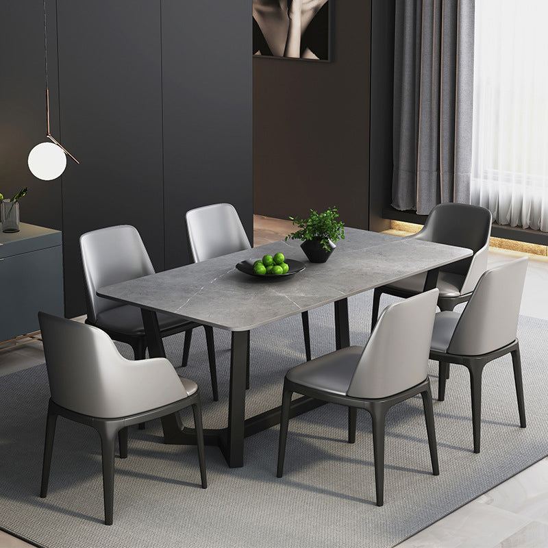 Industrial Dining Rectangle Table Sintered Stone Table with Metal Legs for Kitchen