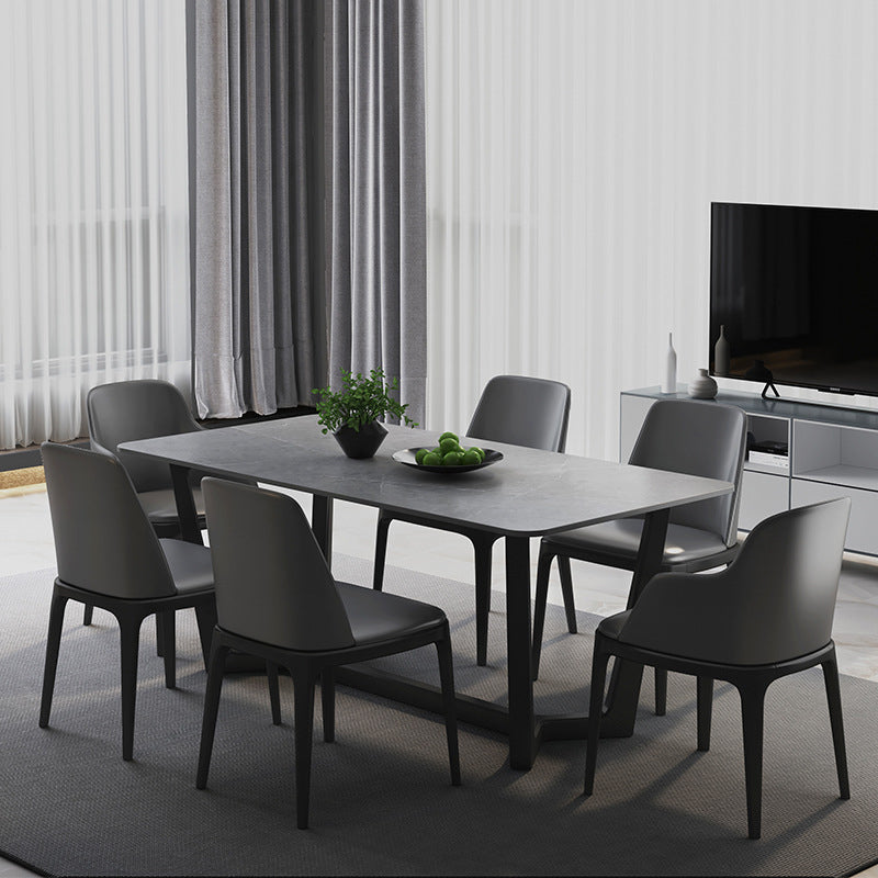 Industrial Dining Rectangle Table Sintered Stone Table with Metal Legs for Kitchen