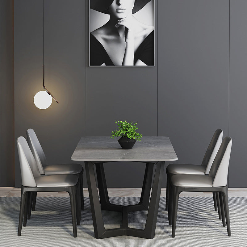 Industrial Dining Rectangle Table Sintered Stone Table with Metal Legs for Kitchen