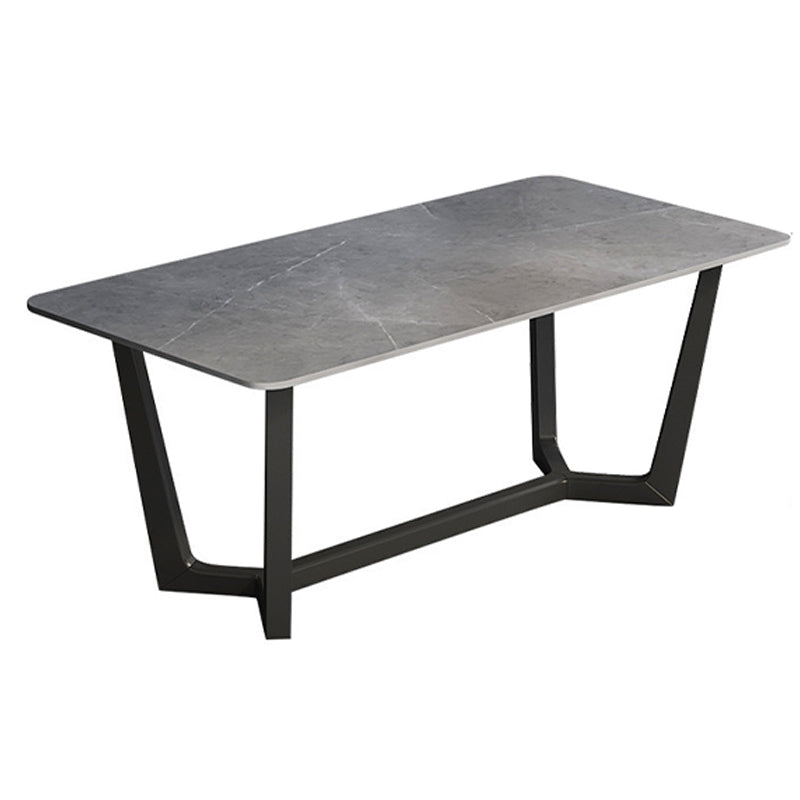Industrial Dining Rectangle Table Sintered Stone Table with Metal Legs for Kitchen