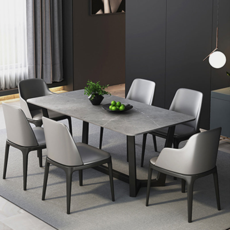 Industrial Dining Rectangle Table Sintered Stone Table with Metal Legs for Kitchen