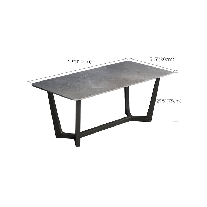 Industrial Dining Rectangle Table Sintered Stone Table with Metal Legs for Kitchen