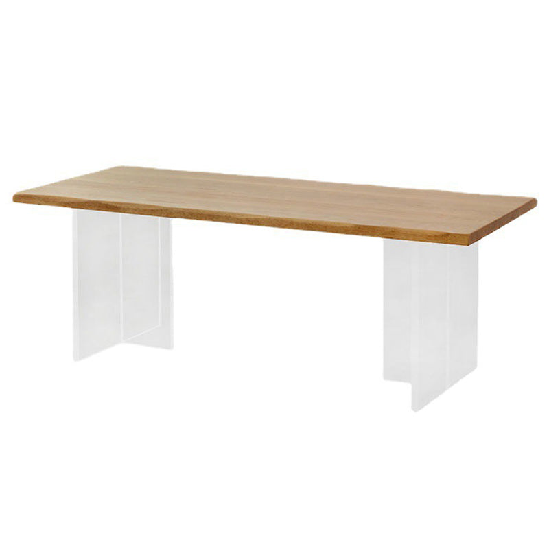 Rectangle Acrylic Base Dining Table Modern Pine Wood Table for Dining Room