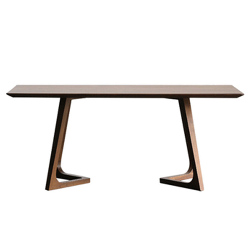Rectangle Double Base Dining Table Modern Pine Wood Table for Living Room Kitchen