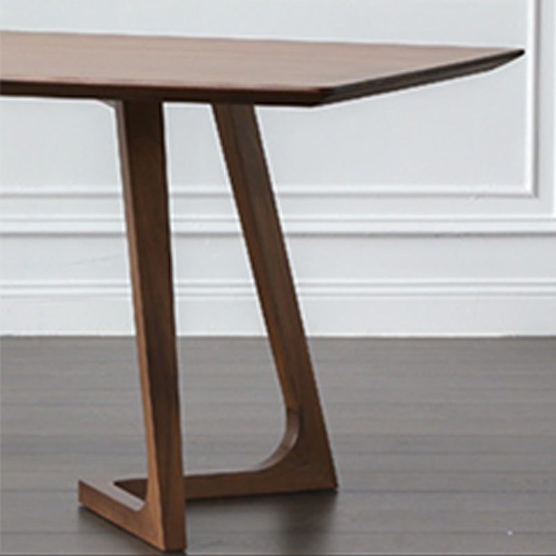Rectangle Double Base Dining Table Modern Pine Wood Table for Living Room Kitchen