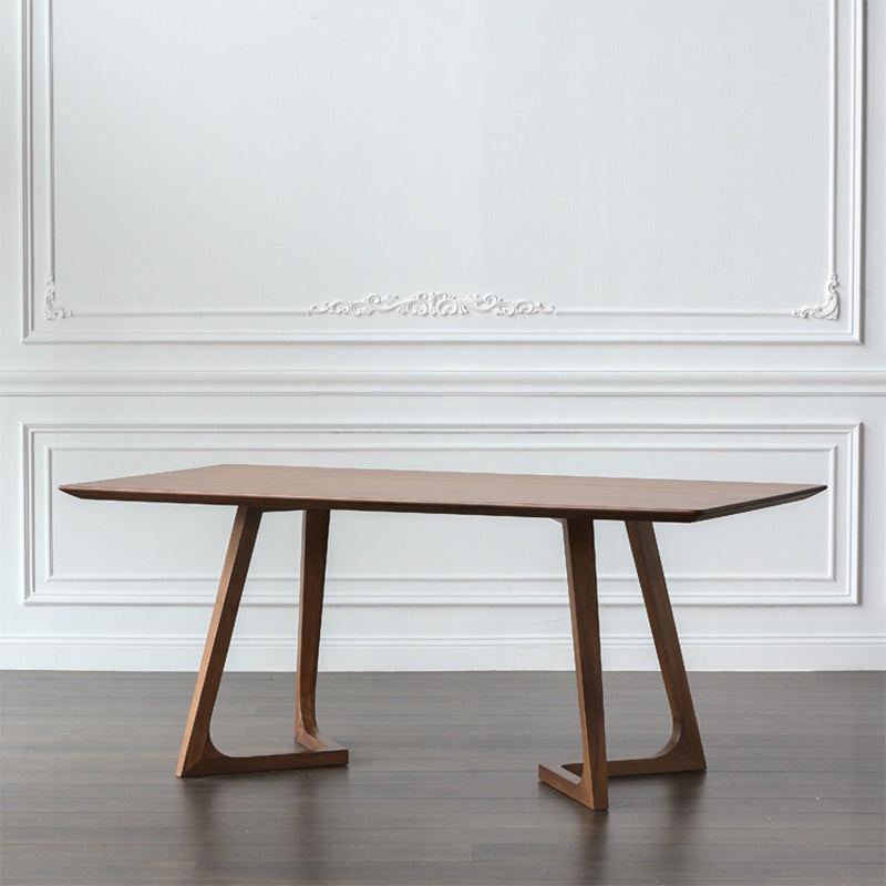 Rectangle Double Base Dining Table Modern Pine Wood Table for Living Room Kitchen