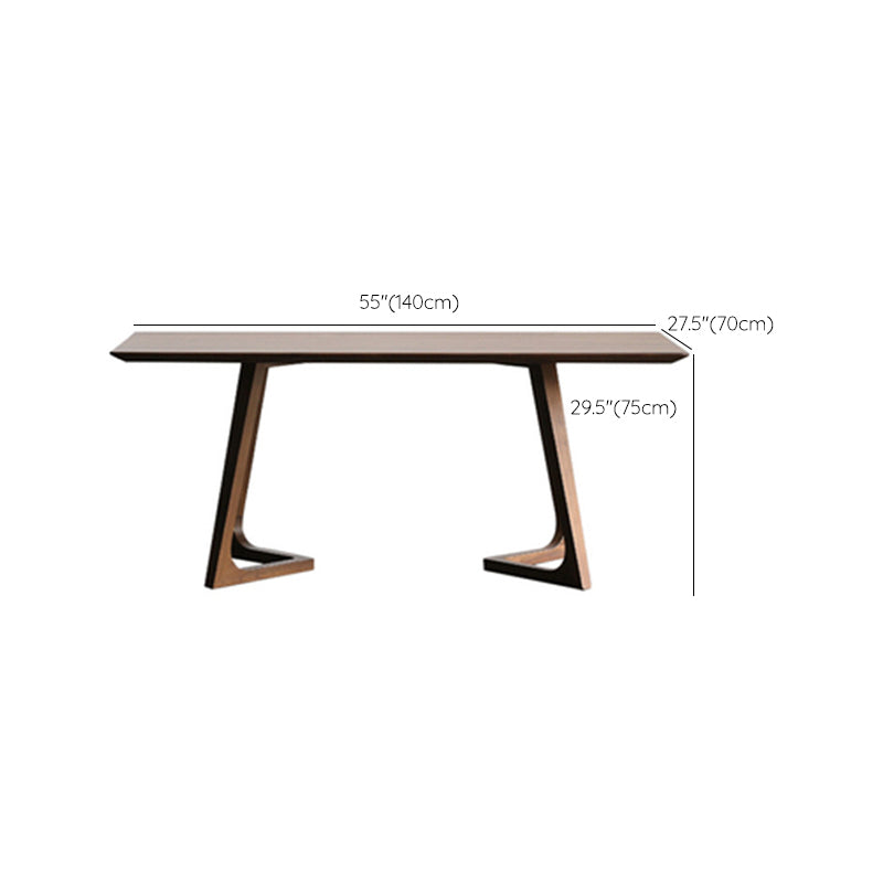 Rectangle Double Base Dining Table Modern Pine Wood Table for Living Room Kitchen