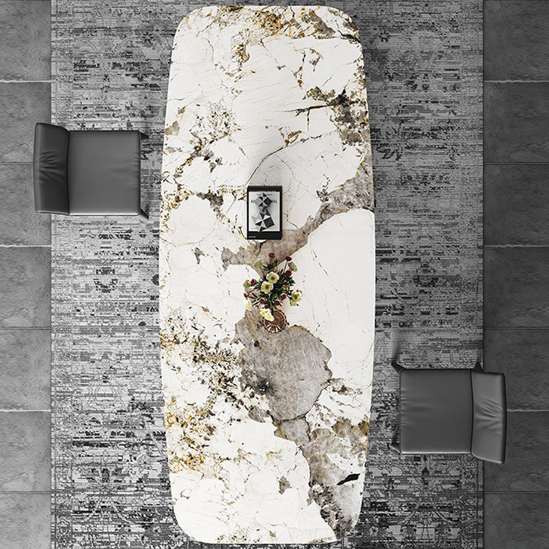 Glam Sintered Stone Dining Table Pedestal Base Casual Dining Table for Dining Room