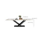 Glam Sintered Stone Dining Table Pedestal Base Casual Dining Table for Dining Room