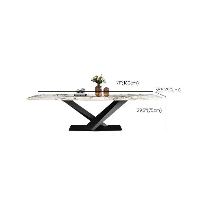 Glam Sintered Stone Dining Table Pedestal Base Casual Dining Table for Dining Room