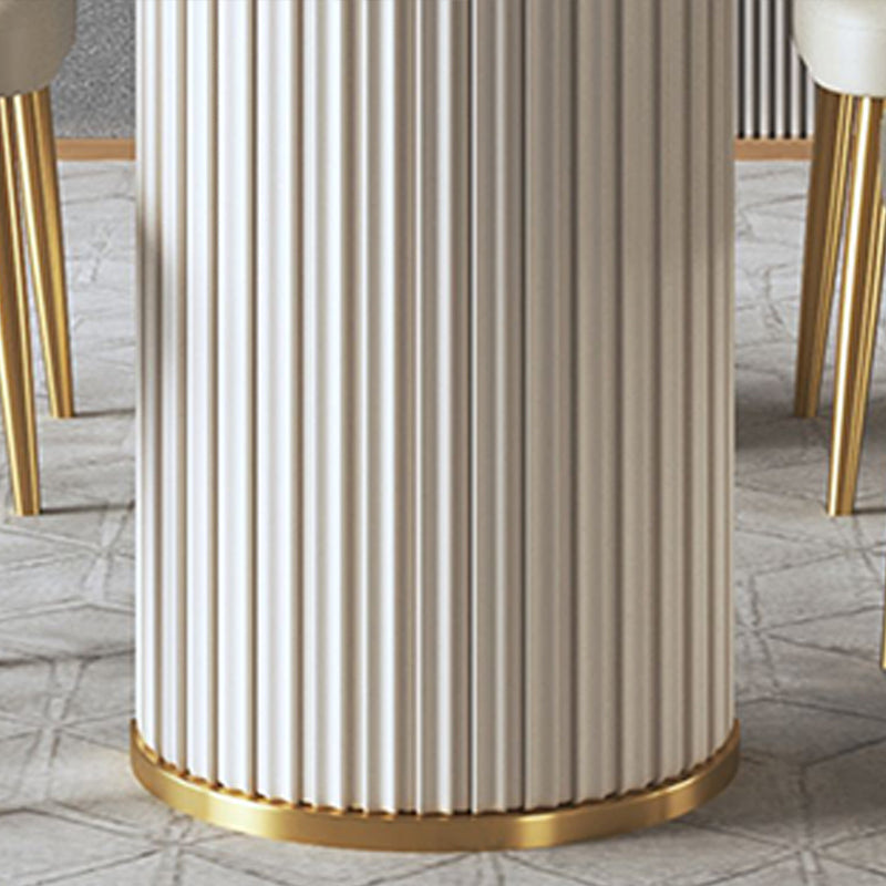 Contemporary Sintered Stone Dining Table Oval Double Pedestal Table for Home Use Clearhalo 'Dining Tables & Seating' 'Dining Tables' 'dining_table' 'furn' 'furn_dining_table' 'Furniture' 'Kitchen & Dining Furniture' 6347319